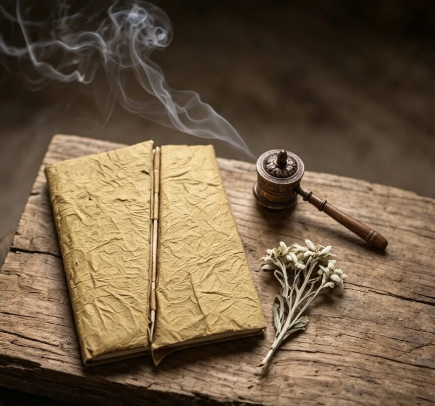 Mindful Presence handcrafted Tibetan paper notebook image 2