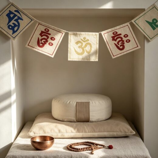 Peaceful Intention Tibetan prayer flag with Buddhist chanting letters image 1