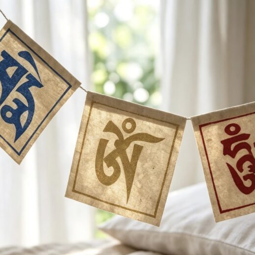 Peaceful Intention Tibetan prayer flag with Buddhist chanting letters image 3