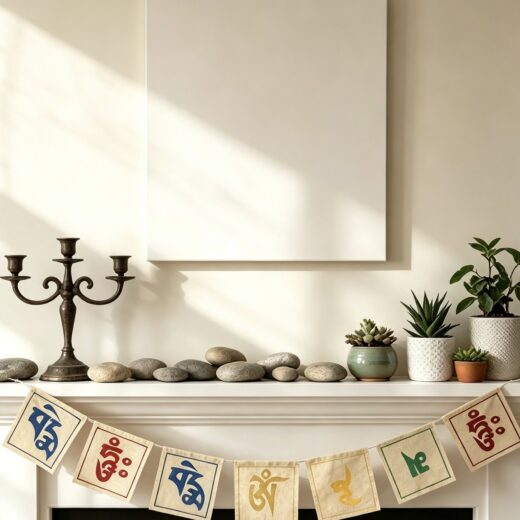 Peaceful Intention Tibetan prayer flag with Buddhist chanting letters image 4