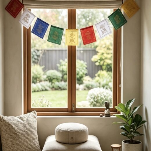 Spiritual Luck Tibetan prayer flag with traditional patterns image 1