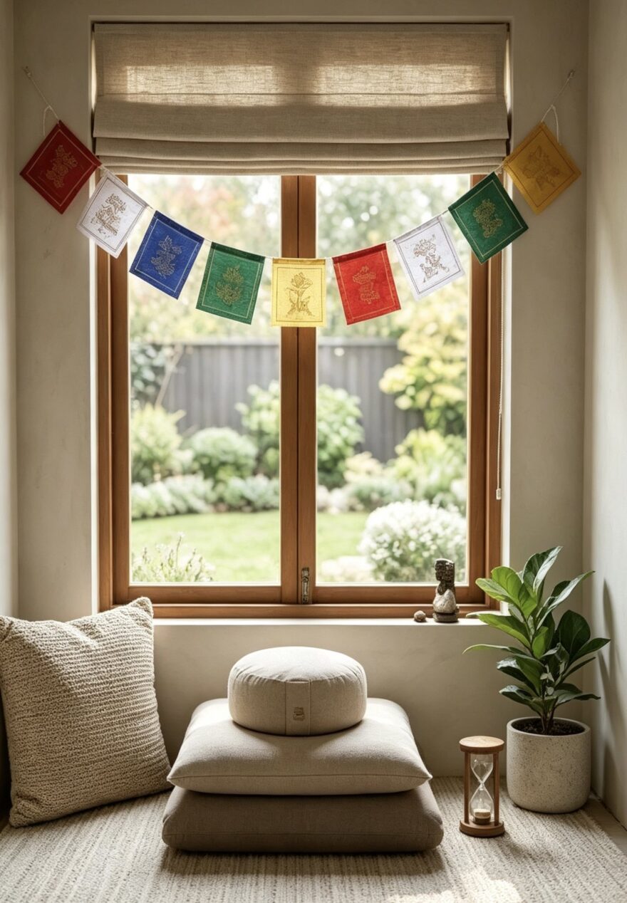 Spiritual Luck Tibetan prayer flag with traditional patterns image 1