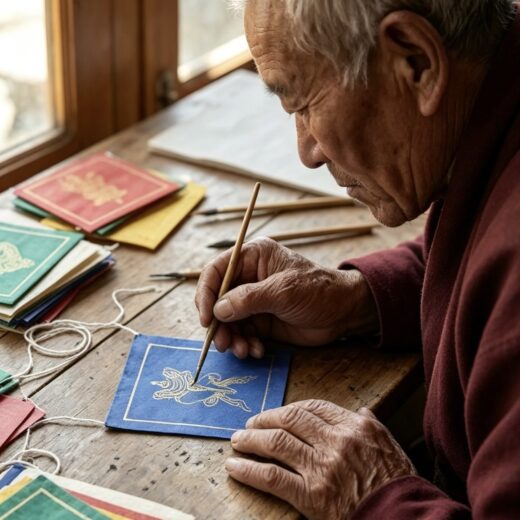 Spiritual Luck Tibetan prayer flag with traditional patterns image 3