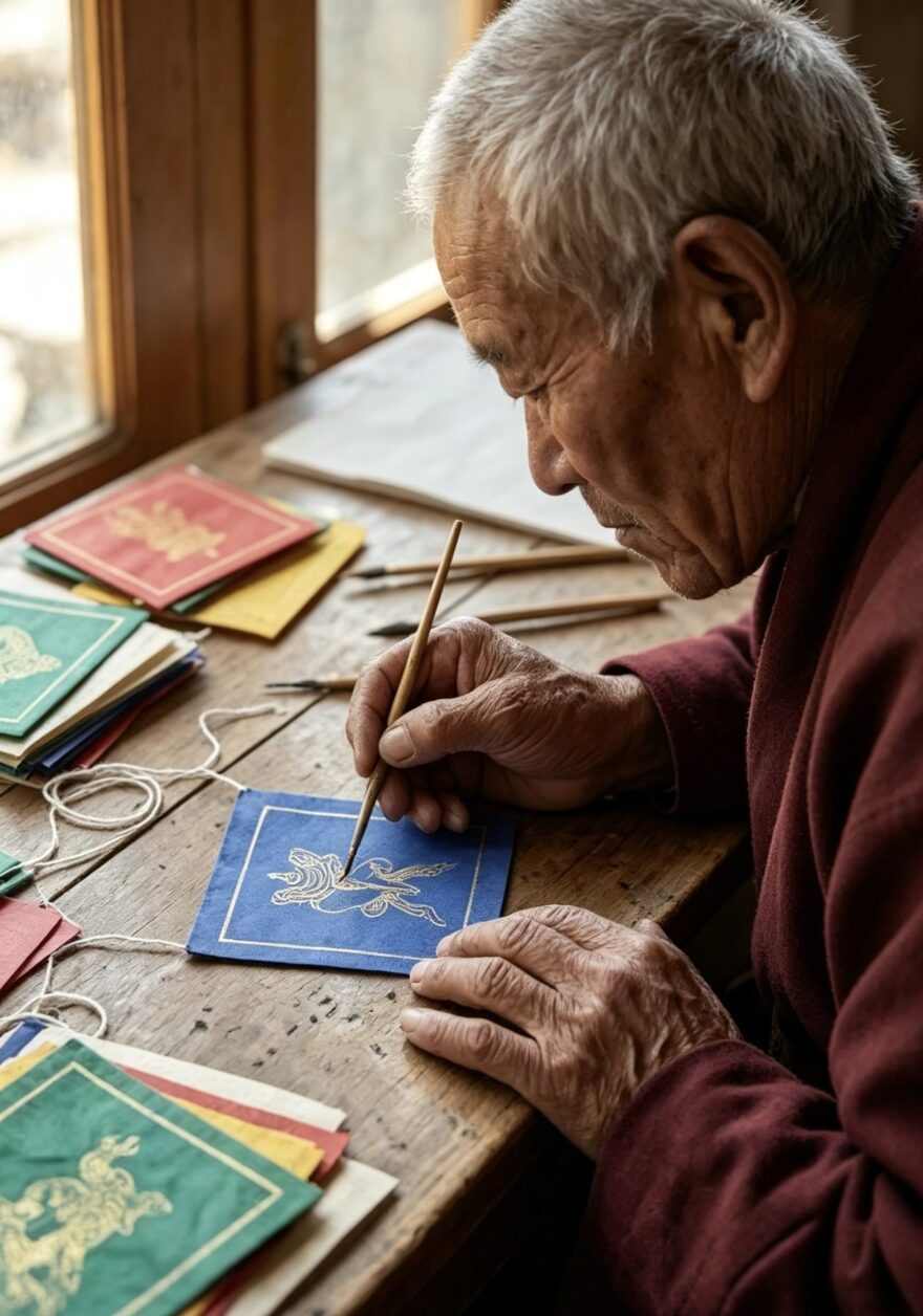 Spiritual Luck Tibetan prayer flag with traditional patterns image 3