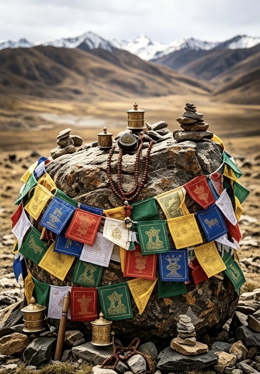 Spiritual Luck Tibetan prayer flag with traditional patterns image 4